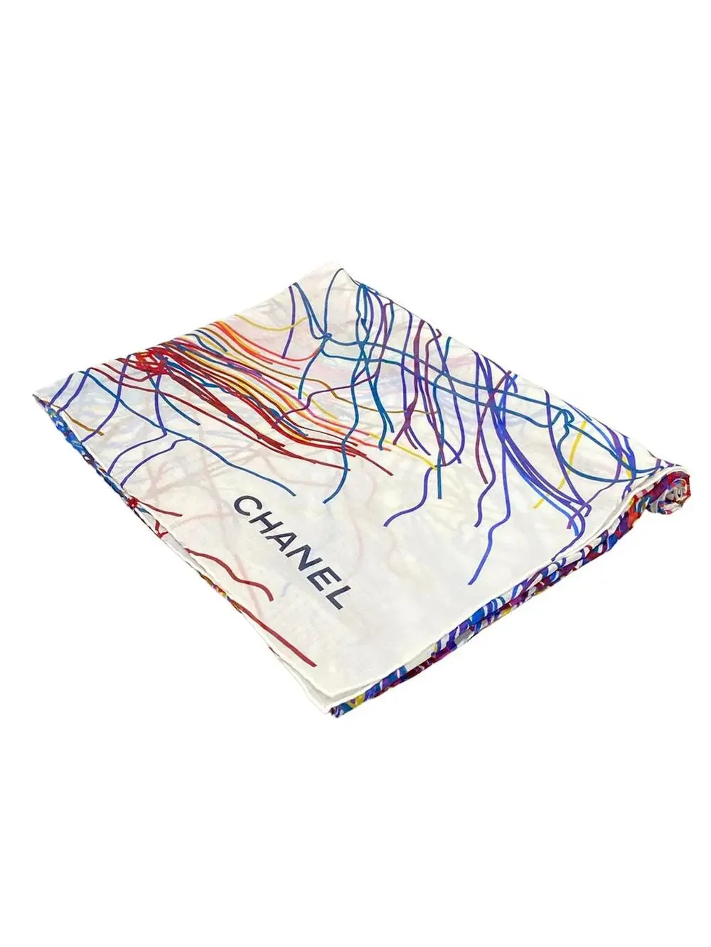 Chanel White Multi Cotton Scarf #301945C62B